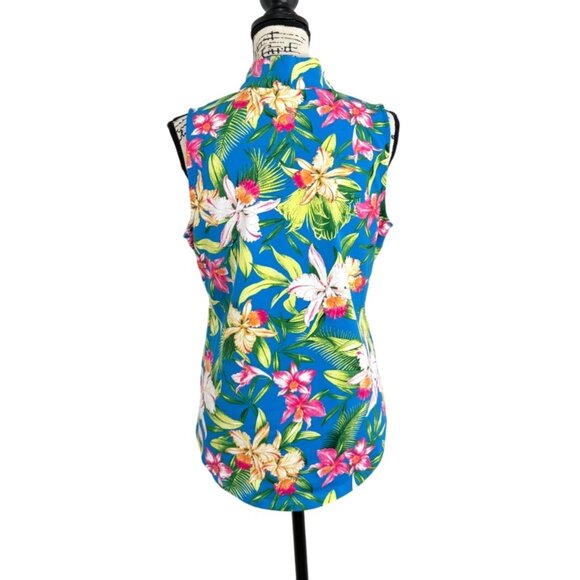 Tommy Bahama Island Zone Top Sleeveless 1/4 Zip Tropical Golf Resort Women Sz M - Picture 3 of 7